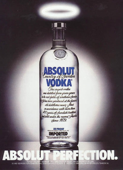 Absolut Vodka antes: anuncio clásico de los años 80, estilo vintage