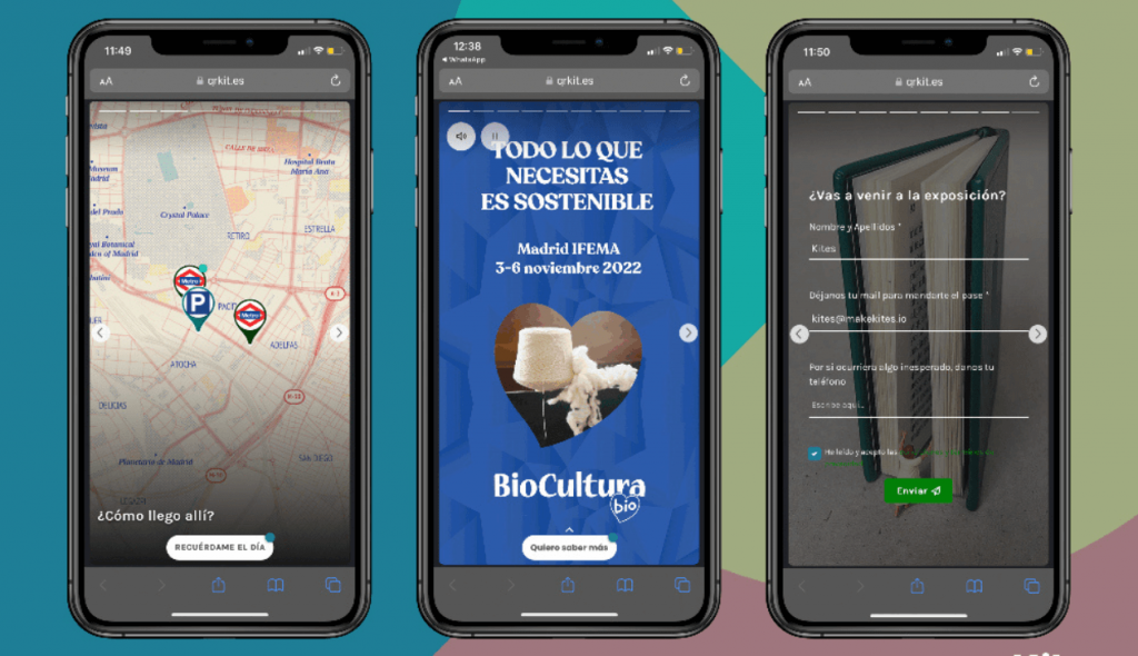 Kites, diseño de landings en formato stories para eventos
